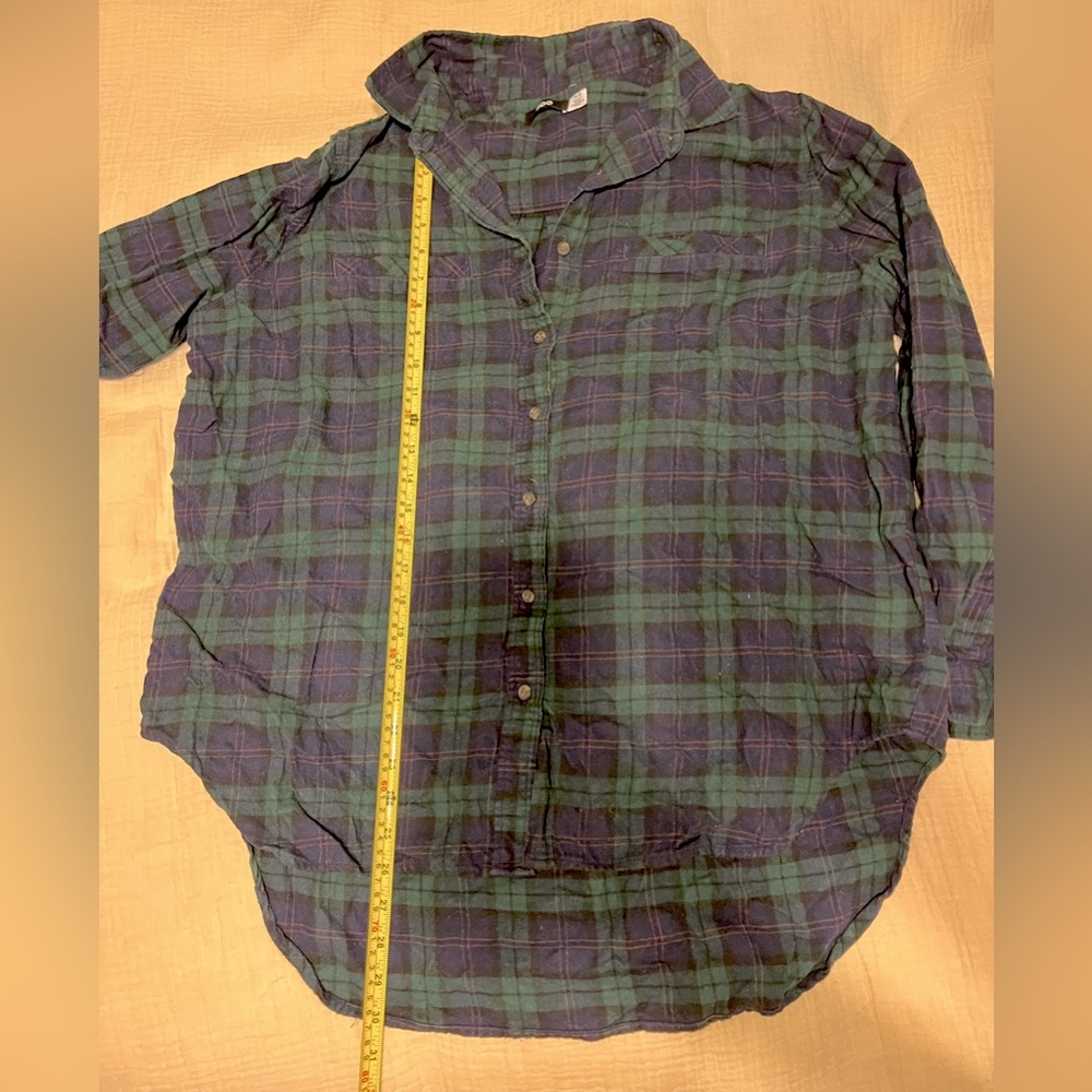 Urban Outfitters BDG Navy Blue and Green Plaid Oversized Flannel Shirt - Picture 6 of 6
